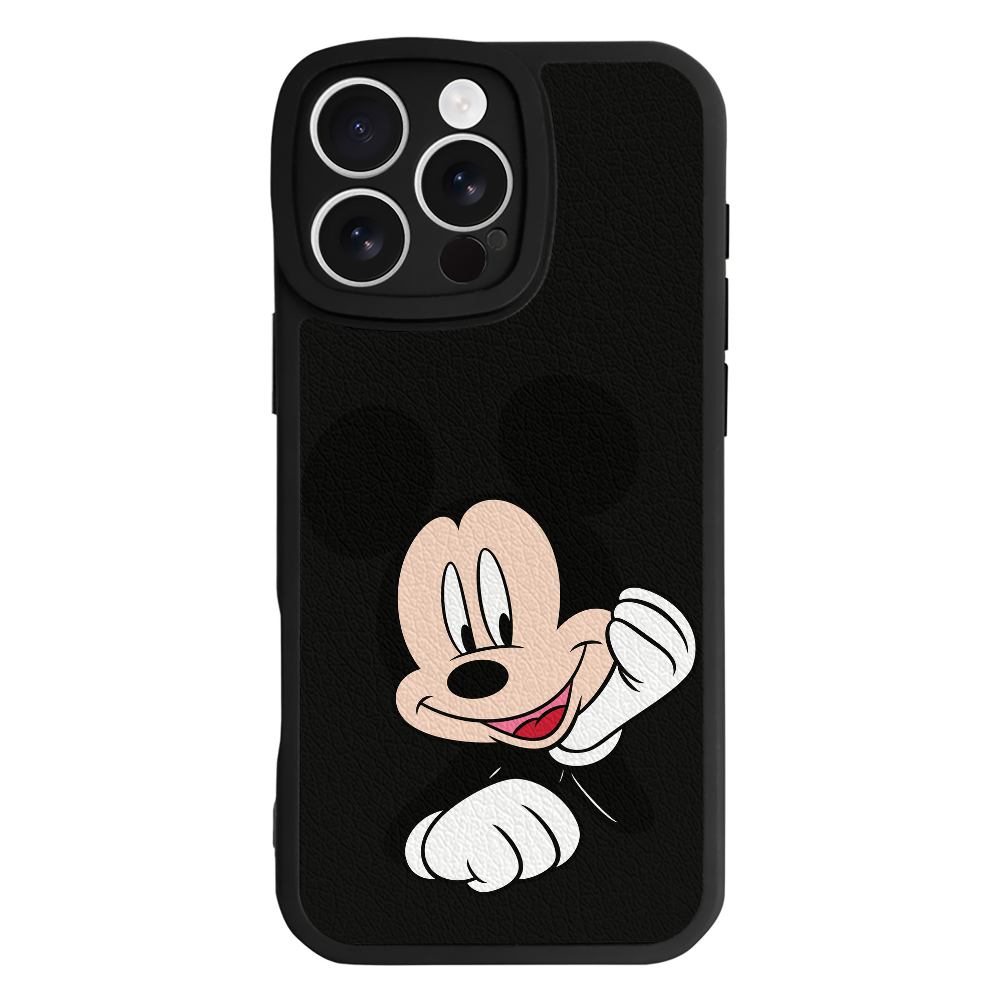 （画像用） ミッキーマウス Mickey Mouse 【iPhone 16シリーズ対応】シリコンスマホケース（レザー調） 材質：シリコン